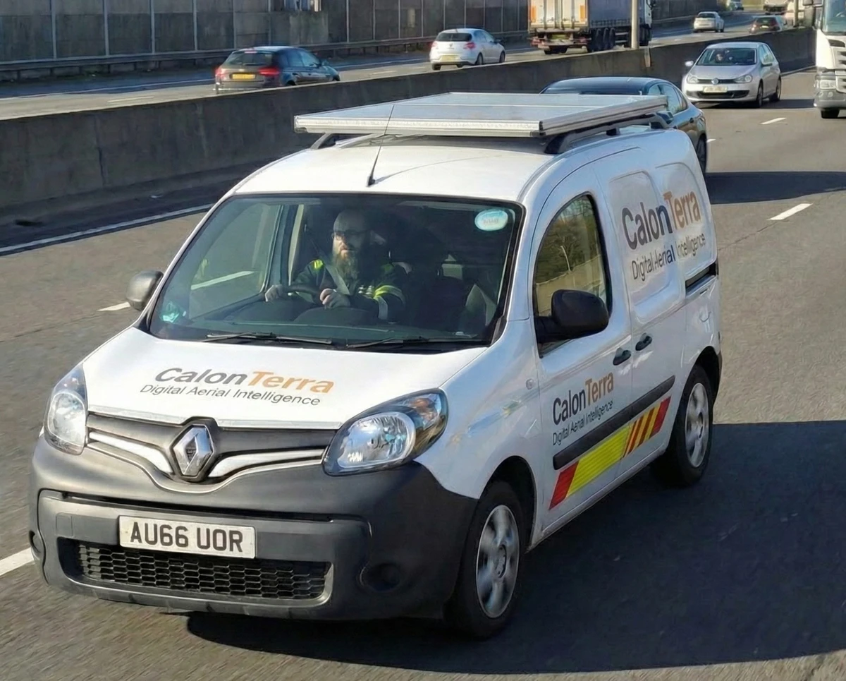 CalonTerra rapid response drone survey unit vehicle in South Wales landscape