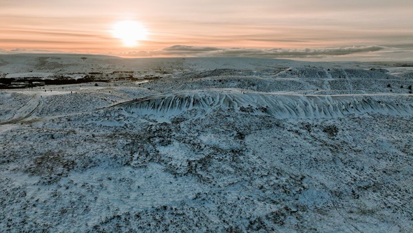 Aerial view of snow traffic